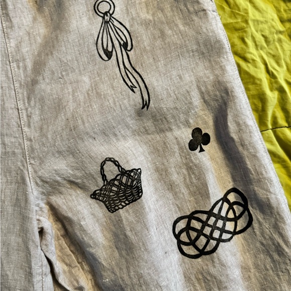 Block printed pre-owned Sigrid Olsen 100% linen pants - Picture 4 of 7
